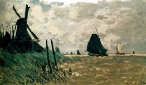 Claude Monet - A Windmill Near Zaandam
