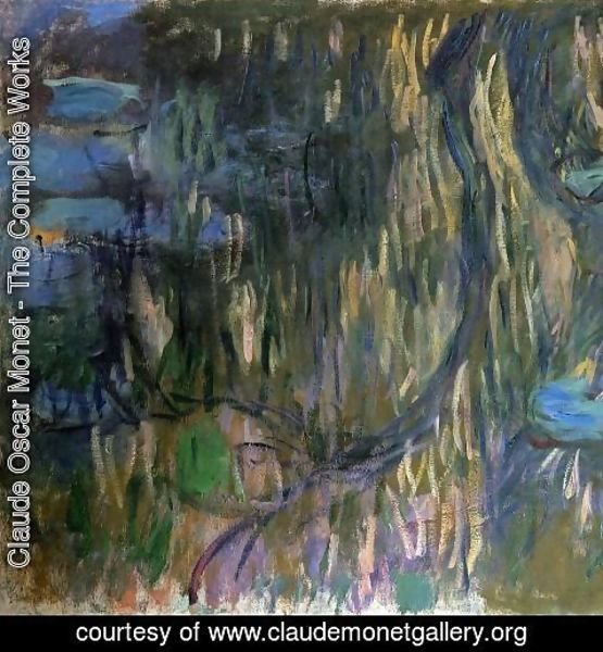 Claude Monet - Water-Lilies, Reflections of Weeping Willows (left half)