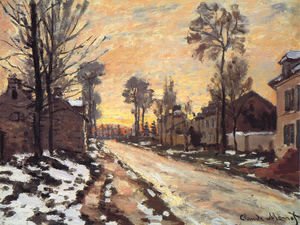 Claude Monet - Road at Louveciennes, Melting Snow, Sunset