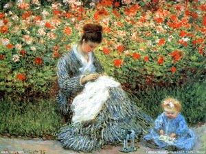 Camille Monet and a Child in Garden