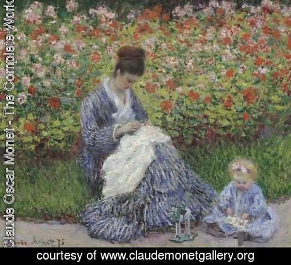 Claude Monet - Camille Monet and a child in the artists garden in Argenteuil 1875