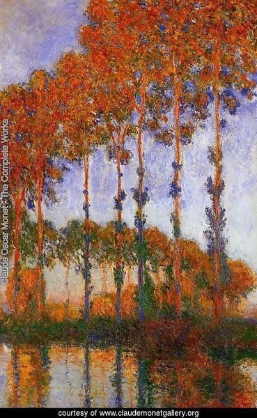 Poplars on the Banks of the River Epte Sunset 1891
