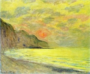 Claude Monet - Soleil Couchant, Temps Brumeux, Pourville