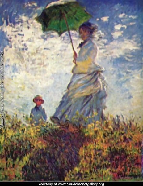 Camille Monet and son Jean on the hill