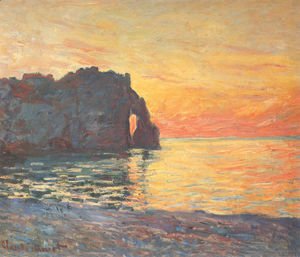 Claude Monet - Etretat, Cliff of d'Aval, Sunset