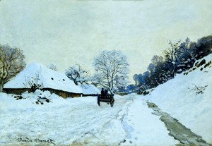 Claude Monet - A Cart On The Snow Covered Road With Saint Simeon Farm