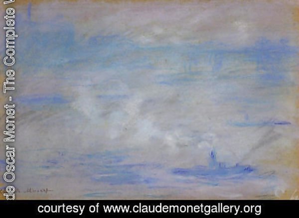Claude Monet - Boats On The Thames  Fog Effect