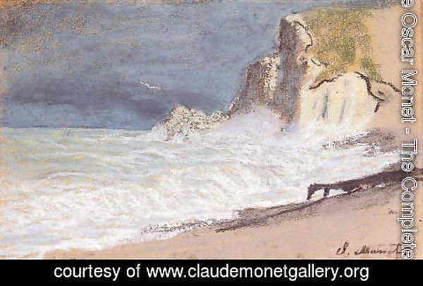 Claude Monet - Etretat   Amont Cliff  Rough Weather