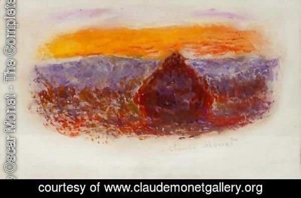 Claude Monet - Grainstack At Sunset2