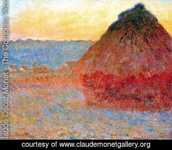 Claude Monet - Grainstack  Impression In Pinks And Blues