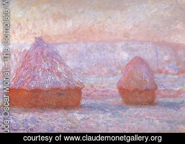 Claude Monet - Grainstacks At Giverny  Morning Effect