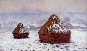 Claude Monet - Grainstacks  Snow Effect