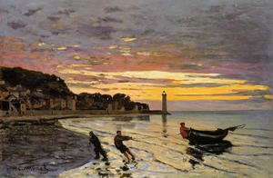 Claude Monet - Hauling A Boat Ashore  Honfleur