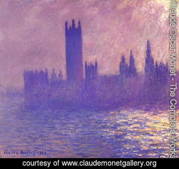 Claude Monet - Houses Of Parlilament  Sunlight Effect