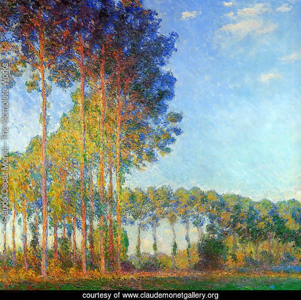 Poplars On The Banks Of The River Epte In Autumn
