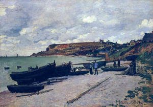 Claude Monet - Sainte Adresse  Fishing Boats On The Shore