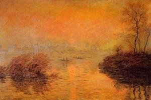 Claude Monet - Sunset On The Seine At Lavacourt  Winter Effect