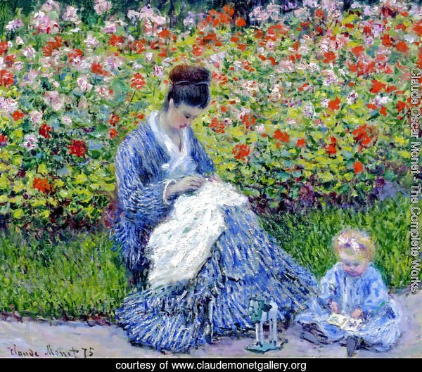 Madame Monet and Child (Camille Monet and a Child in a Garden)