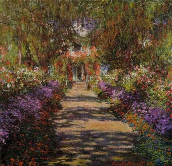 Pathway In Monets Garden At Giverny by Oscar-Claude Monet
