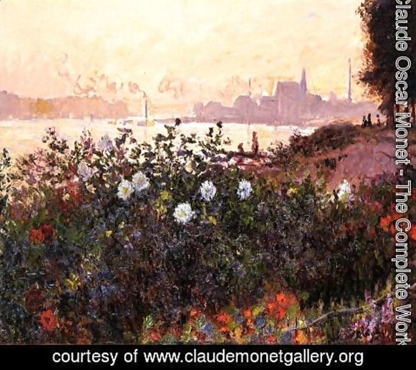 Claude Monet - Argenteuil, Flowers by the Riverbank