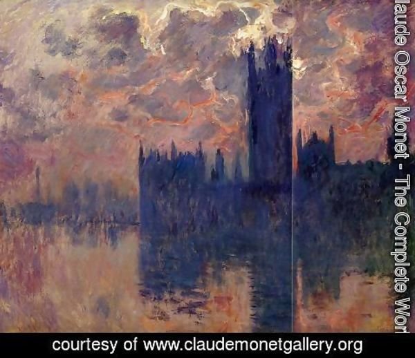 Claude Monet - Houses of Parliament, Sunset (detail)