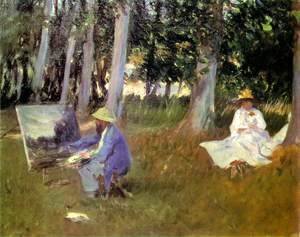 Claude Monet - Sargent Claude monet_painting_in a garden 1885