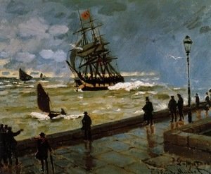 Claude Monet - The Jetty at Le Havre in Rough Westher