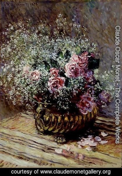 Claude Monet - Fleurs Dans Un Pot (Roses Et Brouillard)
