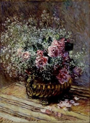Fleurs Dans Un Pot (Roses Et Brouillard)