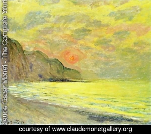Claude Monet - Soleil Couchant, Temps Brumeux, Pourville