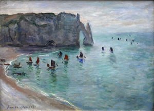 Claude Monet - Etretat the Aval Door Fishing Boats Leaving the Harbour