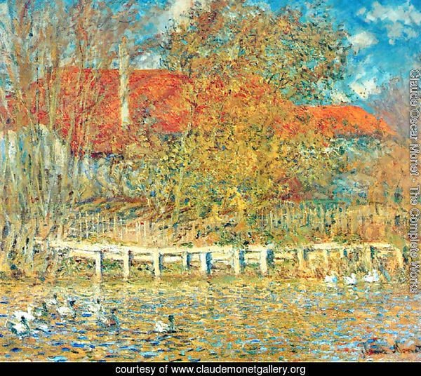 The Pond with Ducks in Autumn