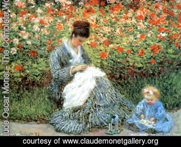Claude Monet - Camille Monet and a Child in the Artist's Garden in Argenteuil