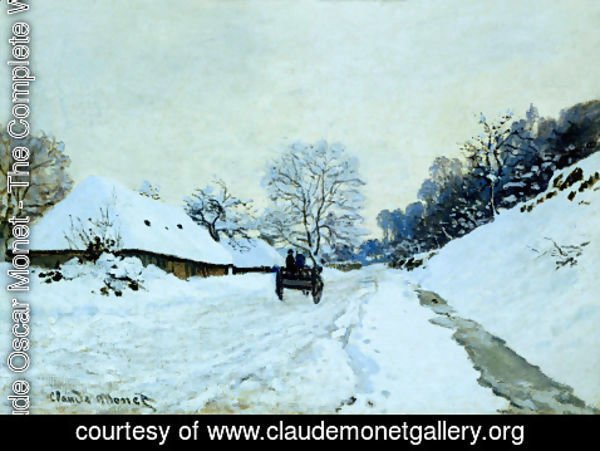 Claude Monet - A Cart On The Snow Covered Road With Saint Simeon Farm