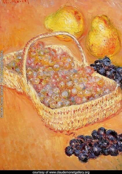 Basket Of Graphes  Quinces And Pears