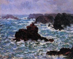 Claude Monet - Belle Ile  Rain Effect