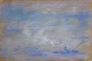 Claude Monet - Boats On The Thames  Fog Effect