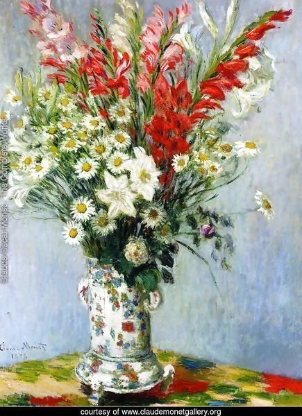 Bouquet Of Gadiolas  Lilies And Dasies