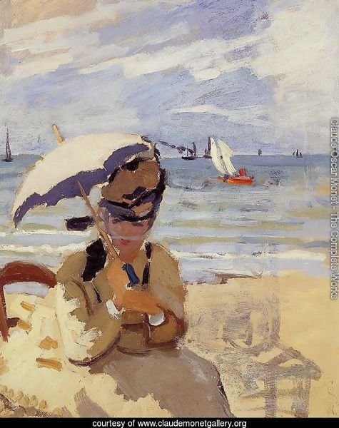 Camille Sitting On The Beach At Trouville