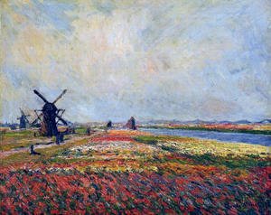 Claude Monet - Fields Of Flowers And Windmills Near Leiden