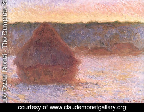 Claude Monet - Grainstack In Overcast Weather  Snow Effect