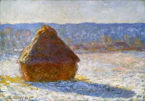 Claude Monet - Grainstack In The Morning  Snow Effect
