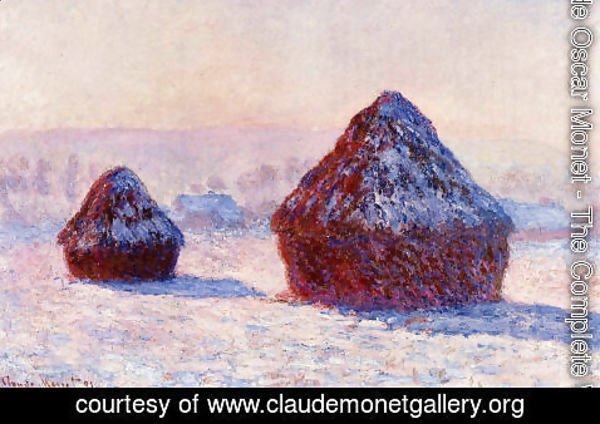 Claude Monet - Grainstacks In The Morning  Snow Effect