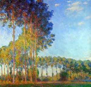 Poplars On The Banks Of The River Epte In Autumn