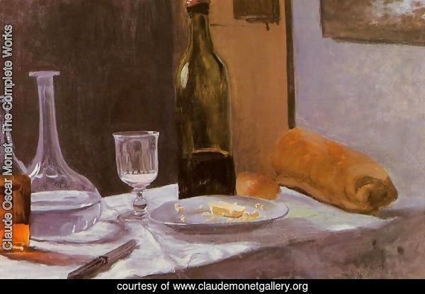 Still Life With Bottle  Carafe  Bread And Wine