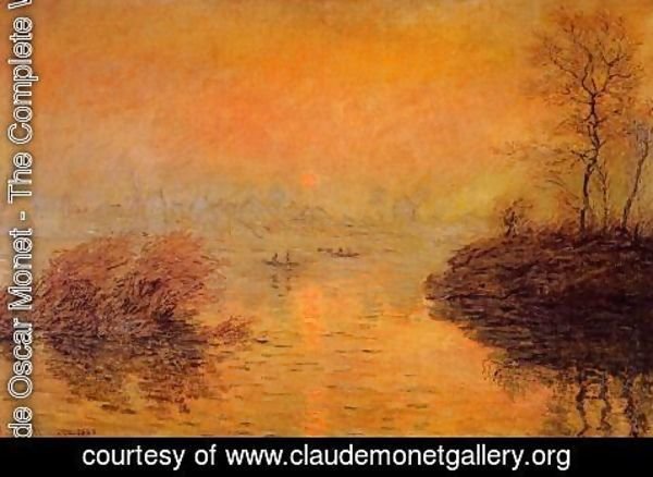 Claude Monet - Sunset On The Seine At Lavacourt  Winter Effect