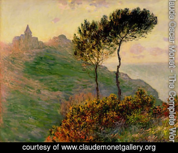 Claude Monet - The Church At Varengeville  Against The Sunset