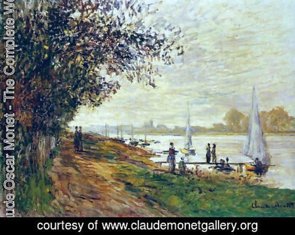 Claude Monet - The Riverbank At Le Petit Gennevilliers  Sunset