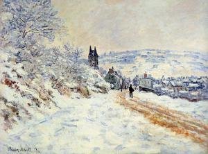 Claude Monet - The Road To Vetheuil  Snow Effect