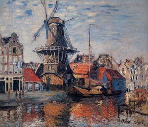 Claude Monet - The Windmill On The Onbekende Canal  Amsterdam